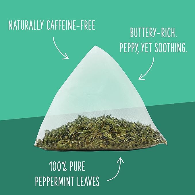 Two Leaves and a Bud Organic Peppermint Tea Bags, Naturally Caffeine Free, Herbal Whole Leaf Peppermint Tea, 15 Count (Pack of 6)