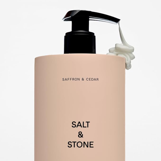 Salt & Stone Body Lotion for Women & Men | Hydrates, Nourishes & Softens Skin | Restores Dry Skin | Fast-Absorbing | Cruelty-Free & Vegan (Saffron & Cedar - 15.2 fl oz)