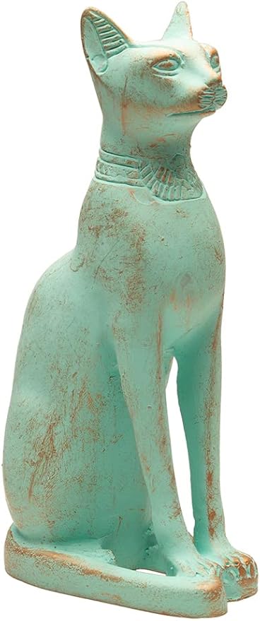 Discoveries Egyptian Imports Patina Bastet Cat Statue - Made in Egypt - 5" Tall - Egyptian Goddess