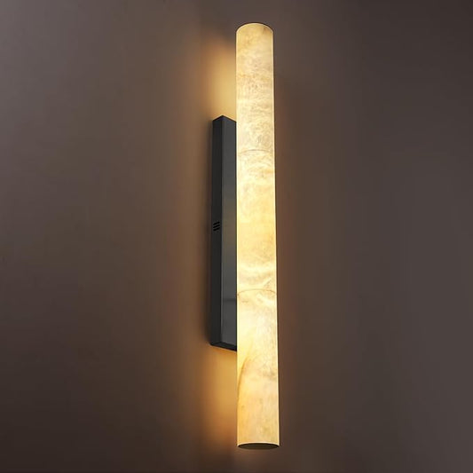Alabaster Wall Sconces, 36" Large Bronze Wall Sconce, Modern Sconces Wall Lighting, Spanish Natural Marble Wall Sconce Light for Living Room, Bedroom, Hallway, Stairs