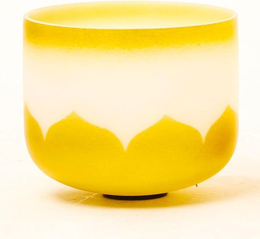 Leize Crystal Singing Bowl Gold Chakra Tuned Quartz 11” wide 432hz D Note with Suede Striker