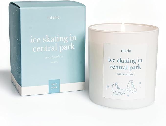 NYC Inspired Scented Candle: Ice Skating in Central Park - Hot Chocolate Scent, 9oz, 50 Hour Burn, Vegan Soy & Coconut Blend Candle for Home Decor, Gift for Women & Men
