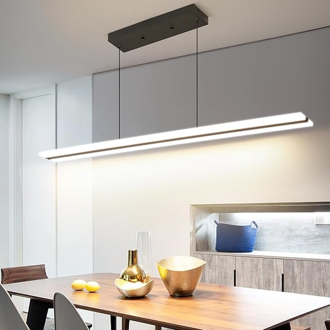 39" LED Linear Pendant Light Fixtures, 25W Dimmable Pool Table Light with Remote, Modern Island Lights for Kitchen Dining Room Living Room Office Bar