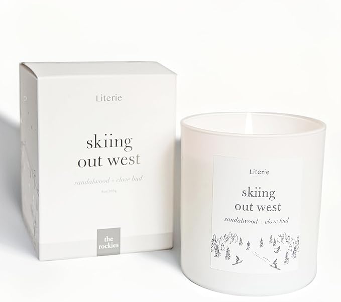 NYC Inspired Scented Candle: Skiing Out West - Sandalwood & Clove Bud Scent, 9oz, 50 Hour Burn, Vegan Soy & Coconut Blend Candle for Home Decor, Gift for Women & Men