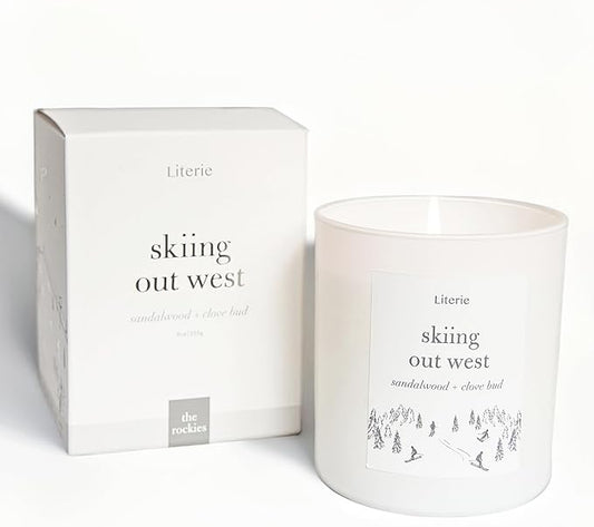 NYC Inspired Scented Candle: Skiing Out West - Sandalwood & Clove Bud Scent, 9oz, 50 Hour Burn, Vegan Soy & Coconut Blend Candle for Home Decor, Gift for Women & Men