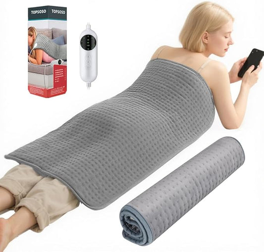 Extra Large Heating Pad - 20"x40" Heating Pad for Back Pain Relief & Period Cramps -10 Heat Settings & 3 Timing Options, Soft Machine Washable Fabric- Heat pad for Back, Shoulder, Neck, Abdomen, Legs