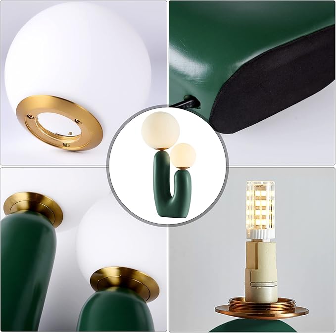 Arturesthome Nightstand Desk Lamp, Creative Nordic Living Room Bedside Bedroom Table Lamp with Light Bulbs, Green