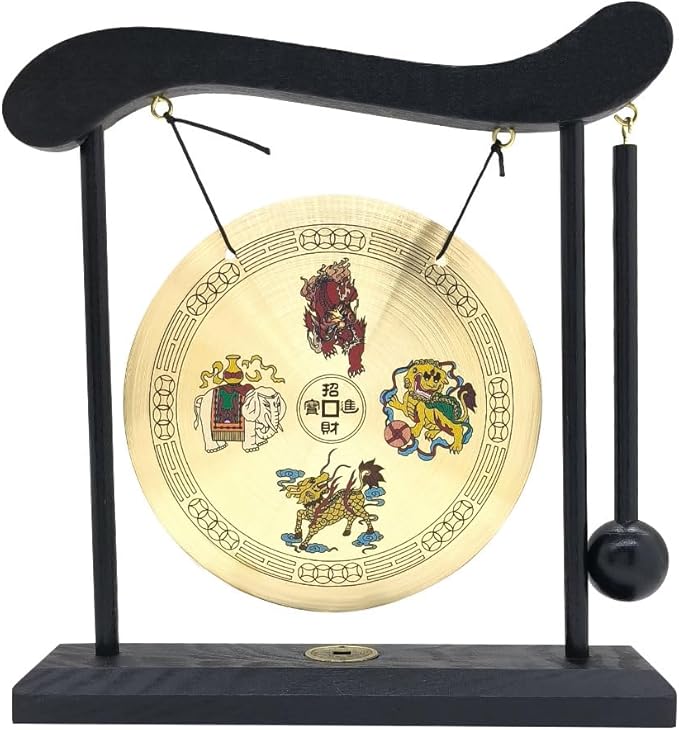 Hooshing Brass Gong Feng Shui Desktop Zen Art Home Decor Housewarming Congratulatory Lucky Blessing Gift