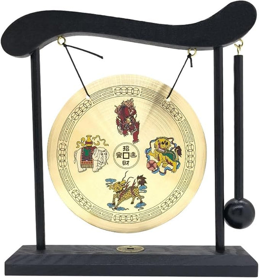 Hooshing Brass Gong Feng Shui Desktop Zen Art Home Decor Housewarming Congratulatory Lucky Blessing Gift