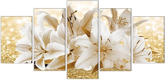 LUDUHU Modern Flower Theme Wall Art - Abstract Orchid Canvas Wall Decor Flower Abstract Painting Still Life Canvas Wall Art for Home Decor (H,Oversize 40x20inch)