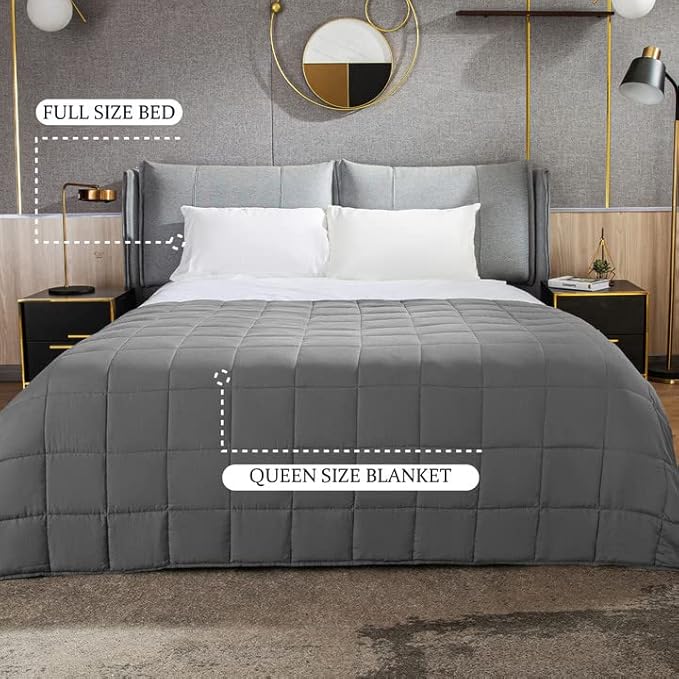 CYMULA Weighted Blanket for Adults (12lbs 48"x72" Twin Size) - Cooling Breathable Heavy Blankets for Summer Winter - Ultra Microfiber Soft Comfort Throw with Glass Beads - Gifts for Men/Women