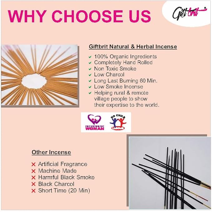 Giftbrit Black Opium Natural & Herbal Incense Sticks 100 Sticks with Incense Holder for Meditation, Yoga, Church, Relaxation, Healing and Positivity