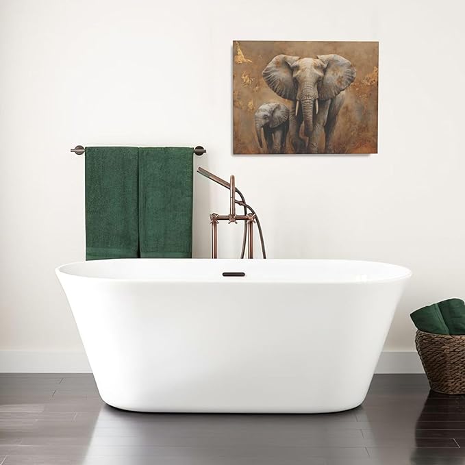 Elephant Wall Art African Animal Pictures Elephant Family Canvas Painting Decoration Artwork Framed Wall Decor Gifts for Women Girl Living Room Kids Bedroom 16"x20"