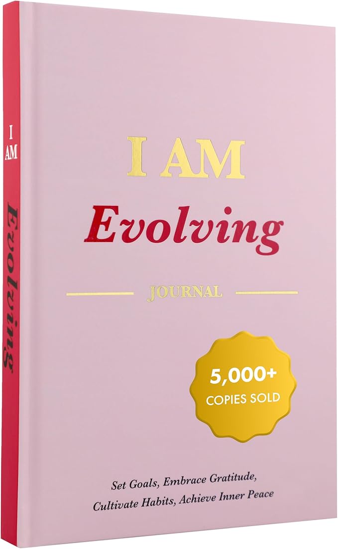 iAmEvolving Journal – Gratitude Journal with Prompts for Goal Setting, Habit Tracking, Mindfulness, Daily Reflection, Affirmations – 2025 Undated Self-Care Notebook for Women & Men (Misty Rose)
