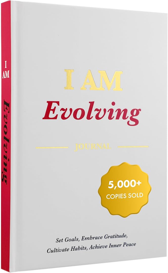 iAmEvolving Journal – Gratitude Journal with Prompts for Goal Setting, Habit Tracking, Mindfulness, Daily Reflection, Affirmations – 2025 Undated Self-Care Notebook for Women & Men (White)