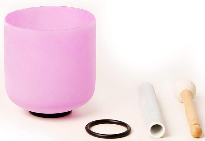 Leize Quartz Crystal Singing Bowl 432hz B Note Crown Chakra Violet 6" with Suede Striker