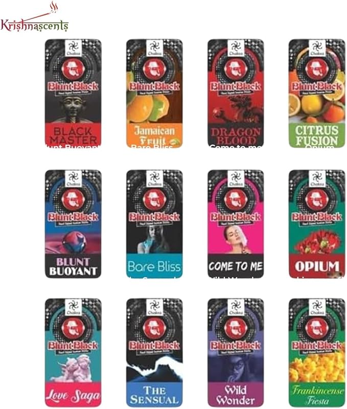 Incense Stick Holder with Blunt Black Hand-Dipped Premium Incense Sticks I 12 Pack Variety Sets, 144 Total | 11" Long Slow-Burning Sticks