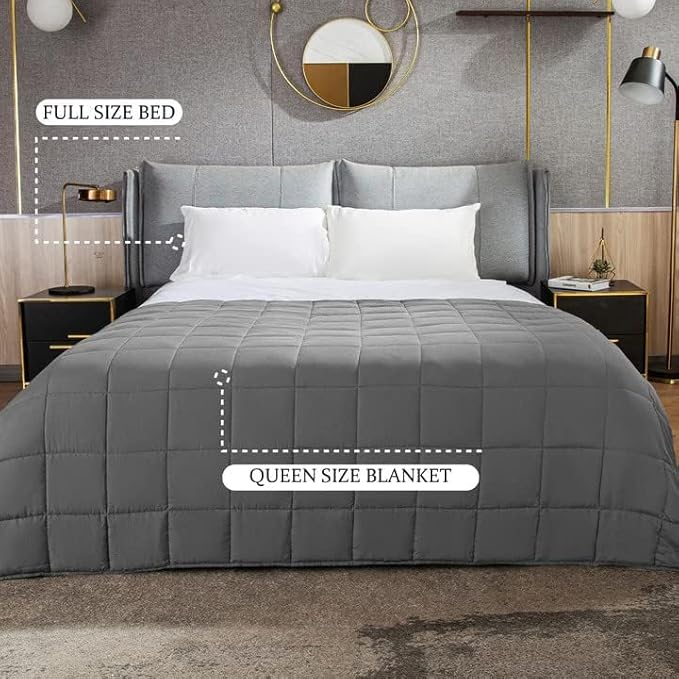 CYMULA Weighted Blanket for Adults (25lbs 88"x104" King Size) - Cooling Breathable Heavy Blankets for Summer Winter - Ultra Microfiber Soft Comfort Blanket with Glass Beads - Gifts for Men/Women