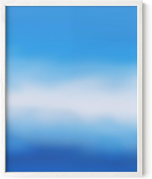 HAUS AND HUES Modern Abstract Wall Art - Blue and Green Living Room Art, Modern Artwork for Walls, Minimalist Picture for Living Room(Blue Tie-Dye, White Frame, 11x14)