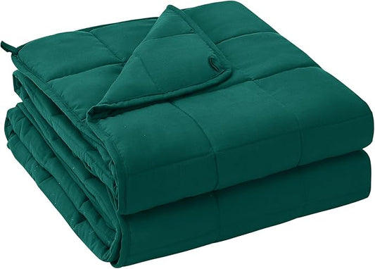 yescool Weighted Blanket for Adults (15 lbs, 60" x 80", Dark Green) Cooling Heavy Blanket for Sleeping Perfect for 140-160 lbs, Queen Size Breathable Blanket with Premium Glass Bead, Machine Washable