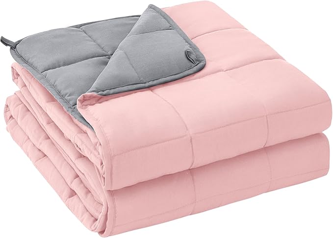 yescool Weighted Blanket for Adults (25 lbs, 88” x 104”, Pink Grey) Cooling Heavy Blanket for Sleeping Perfect for 240-260 lbs, King Size Breathable Blanket with Premium Glass Bead