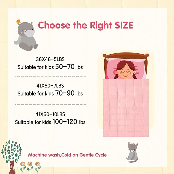 yescool Weighted Blanket (3 lbs, 36" x 48", Pink Grey) Cooling Heavy Blanket for Sleeping Perfect for 20-40 lbs, Breathable Blanket with Premium Glass Bead, Machine Washable