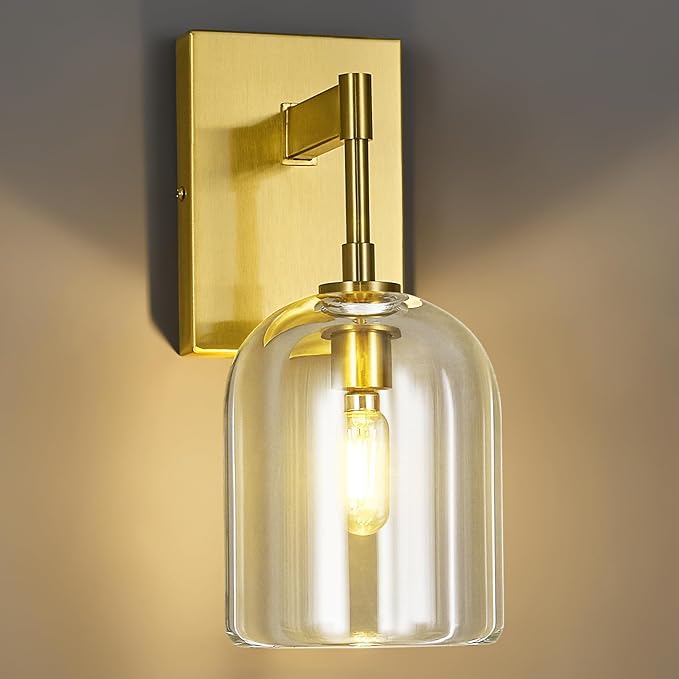 Modern Crystal Wall Sconces Indoor Gold Wall Lamp Vanity Wall Lighting for Bathroom Bedroom Living Room Stair（1Pack）