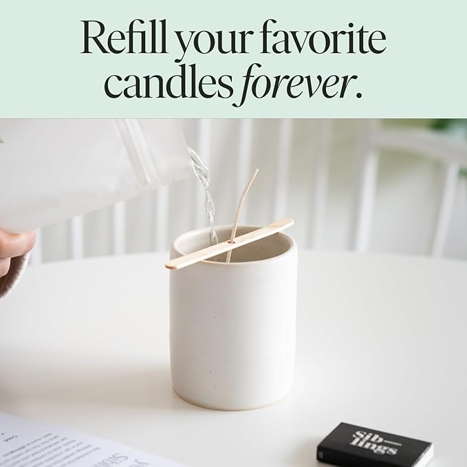 Siblings Candle Making Kit | DIY Coconut-Soy Wax Candle Kit with Wooden Wick | Scent No 04: Eucalyptus, Balsam, Wild Berries | Clean, Non-Toxic, Reusable, 60 Hr Burn