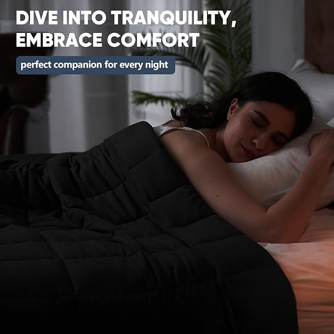 King Size Weighted Blanket for Adults (25 lbs, 80” x 87”, Black) Cooling Heavy Blanket for Sleeping Perfect for 240-260 lbs, Breathable Blanket for Adults & Couple All Season, Machine Washable