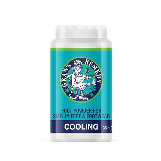 Gran's Remedy Cooling Foot and Shoe Deodorizer Powder - Effective Odor Eliminator - Moisture Absorbing Travel Size Foot Powder - Soothing Relief for Shoes and Feet