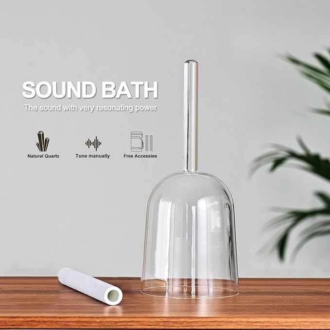 440HZ 6 Inch F Note Handle Clear Quartz Crystal Singing Bowl + 6" Purple Colored Carry Case Bag + One Suede Mallet