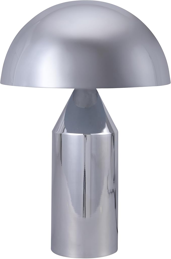 Brightech Venus 14" Globe Table Lamp – Modern Mid-Century Lamp with Golden Metal Shade – Nightstand, Bedside, Desk & Accent Table Lighting for Bedroom, Living Room & Office Décor - Chrome/Silver