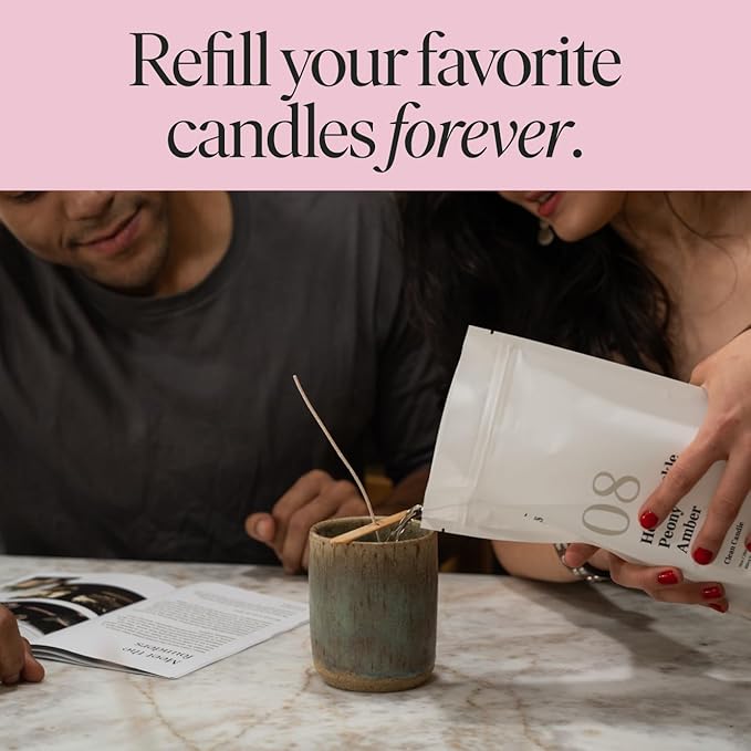 Siblings Candle Making Kit | DIY Coconut-Soy Wax Candle Kit with Wooden Wick | Scent No 08: Honeysuckle, Peony, Amber | Clean, Non-Toxic, Reusable, 60 Hr Burn