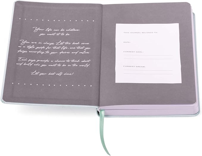 WORLD TRAVELER Eccolo Guided Gratitude Journal for Men and Women, Hardback Notebook with Linen Cover 256 Pages - Journal for Mood and Goals, Intentions & Reflections (Mint, 4.75x8 inches)