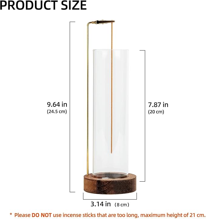 Incense Holder for Sticks, Anti-Ash Flying Incense Burner with 30 Incense Sticks, Detachable Glass Ash Catcher (Wood, Brown-2Pcs)