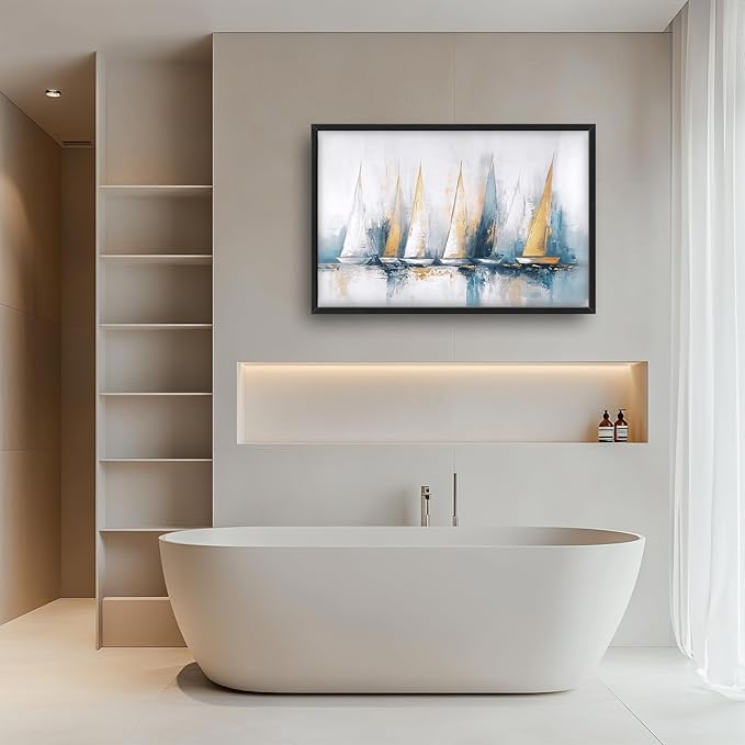 Sailboat Wall Art Abstract Nautical Pictures Wall Decor Framed Canvas Prints Artwork Paintings Home Office Decorations for Living Room Bedroom Dinning Room Corridor 36"x24"