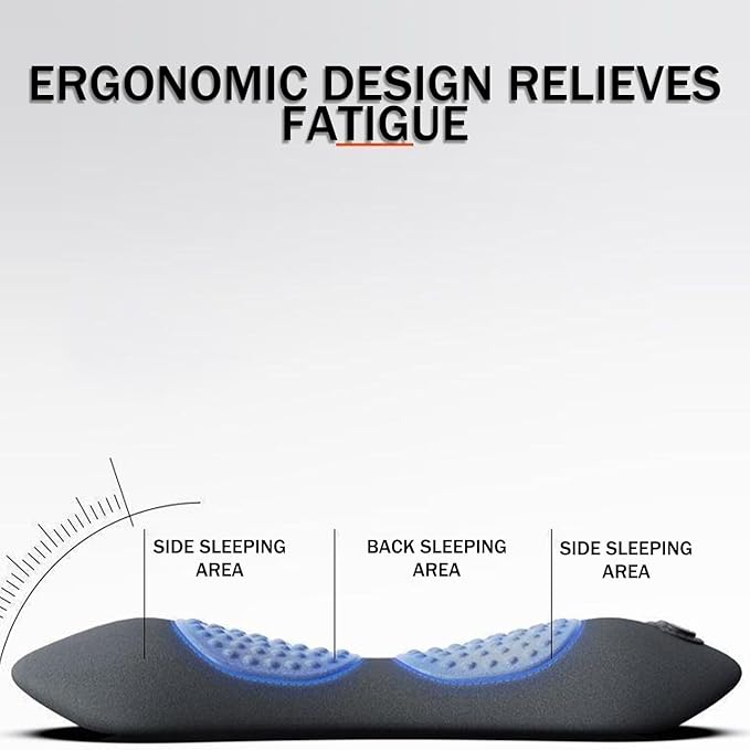 Norvo Smart Pillow, 3-in-1 Smart Pillow for Back Pain Relief, USB Powered, Spinal Traction with Heat & Vibration, Ergonomic Contour, Lumbar Support Pillow for Home,Office,Ortravel (Dark Gray)