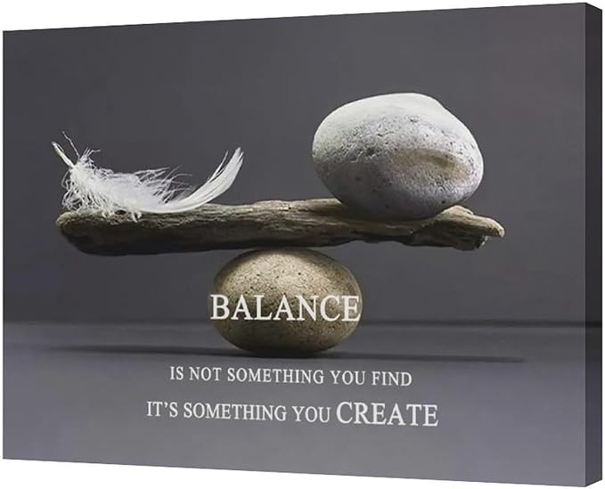 Zen Stone Wall Art Meditation Spiritual Wall Decor Inspirational Balance Feather Pictures Canvas Prints Framed Home Decorations Painting Artwork for Living Room Bedroom Office Bathroom 24"x20"