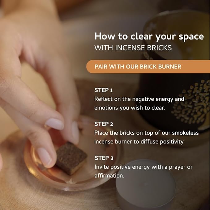 Palo Santo & Cinnamon Smokeless Incense Bricks & Rainbow Burner | 2 x 9 bricks | Aromatherapy | Smudging | Made with Essential oils | Natural Air fresheners for home | Spiritual Meditation Accessories