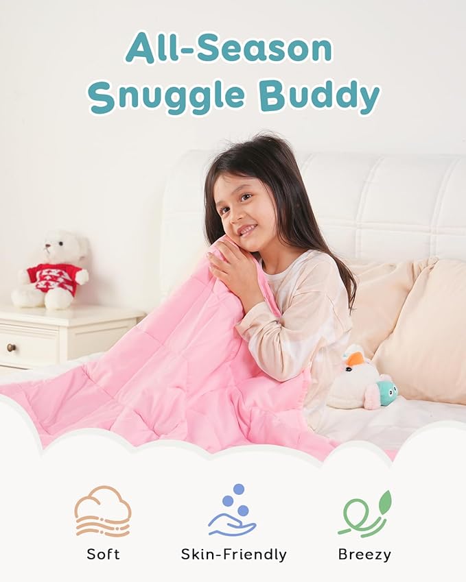 Topblan 5 lb Weighted Blanket 36" x 48" Lap Blanket, Soft and Breathable Microfiber, Pink