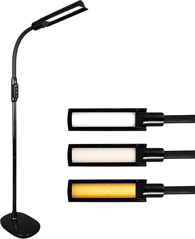 OttLite WingShade LED Floor Lamp with 3 Color Temperatures, ClearSun LED Technology, Floor Lamps for Living Room, Reading Light, Standing Lamp, Floor Lamp for Bedroom, Flexible & Adjustable Tall Lamp