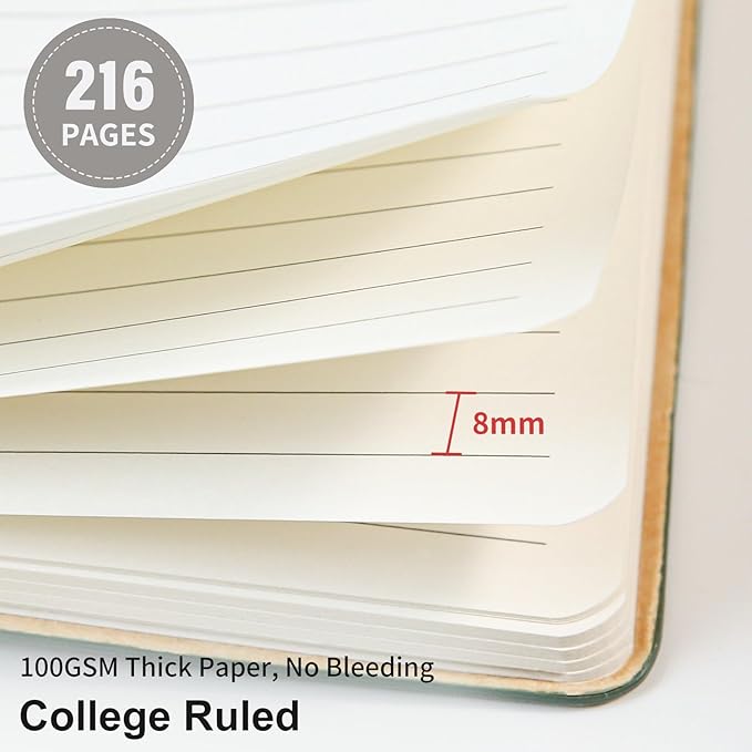 Lined Journal Notebook for Work College Ruled Note Book 5.79"x8.27" A5 PU Leather Daily Journaling 216 Pages for Women Men Writing Home School Supplies Business (A5 Lined 216pages, 06-Grey)