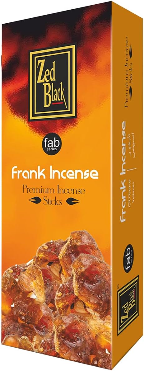 ZED Black Frank Incense Sticks - 20 Incense Sticks per Box -& 6 Boxes Inside (Total 120 Sticks) Premium Quality Incense Sticks for Relaxation, Yoga, Meditation