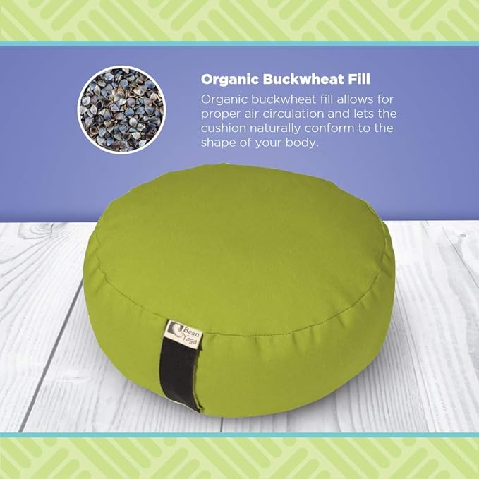 Bean Products Hemp Zafu Meditation Cushion for Sitting on Floor, Hemp Yoga Pillow, Zafu Meditation Pillow, Zen Seiza Kneeling Prayer Pad Support - Made in USA - Round Natural