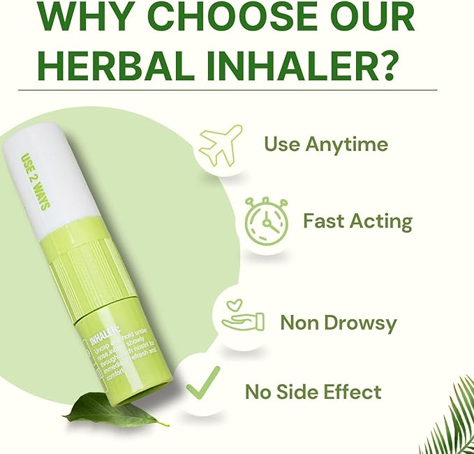Nausea Relief Herbal Inhaler - Portable Travel Essential, Non-Drowsy, Fast-Acting, Natural Motion Sickness Relief Stick for Plane, Cruise, Car, Morning Sickness