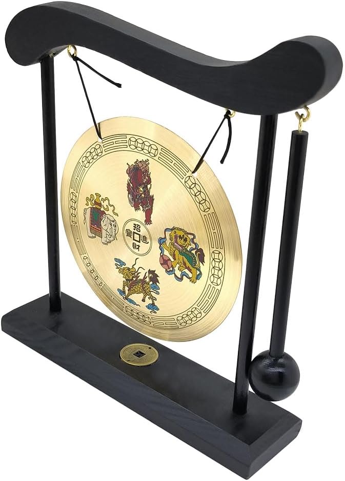 Hooshing Brass Gong Feng Shui Desktop Zen Art Home Decor Housewarming Congratulatory Lucky Blessing Gift