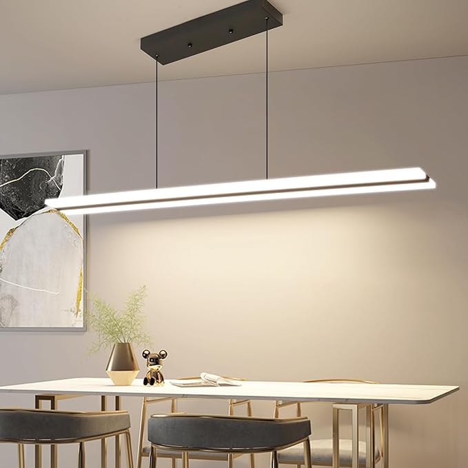 39" LED Linear Pendant Light Fixtures, 25W Dimmable Pool Table Light with Remote, Modern Island Lights for Kitchen Dining Room Living Room Office Bar