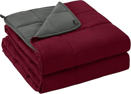 yescool Weighted Blanket for Adults (15 lbs, 60" x 80", Red Grey) Cooling Heavy Blanket for Sleeping Perfect for 110-130 lbs, Queen Size Breathable Blanket with Premium Glass Bead, Machine Washable