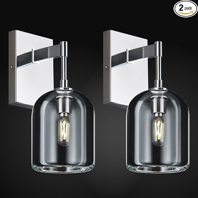 Modern Crystal Wall Sconces Set of Two Indoor Chrome Wall Lamp Vanity Wall Lighting for Bathroom Bedroom Living Room Stair（2Pack）