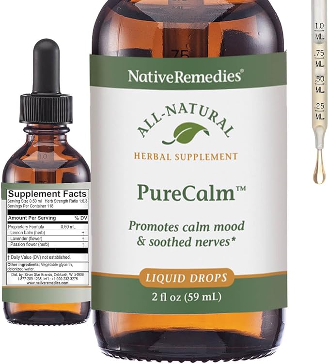 Native Remedies PureCalm - All Natural Herbal Supplement Promotes Feelings of Calm During Times of Pressure, Stress or Nervous Tension - 59mL
